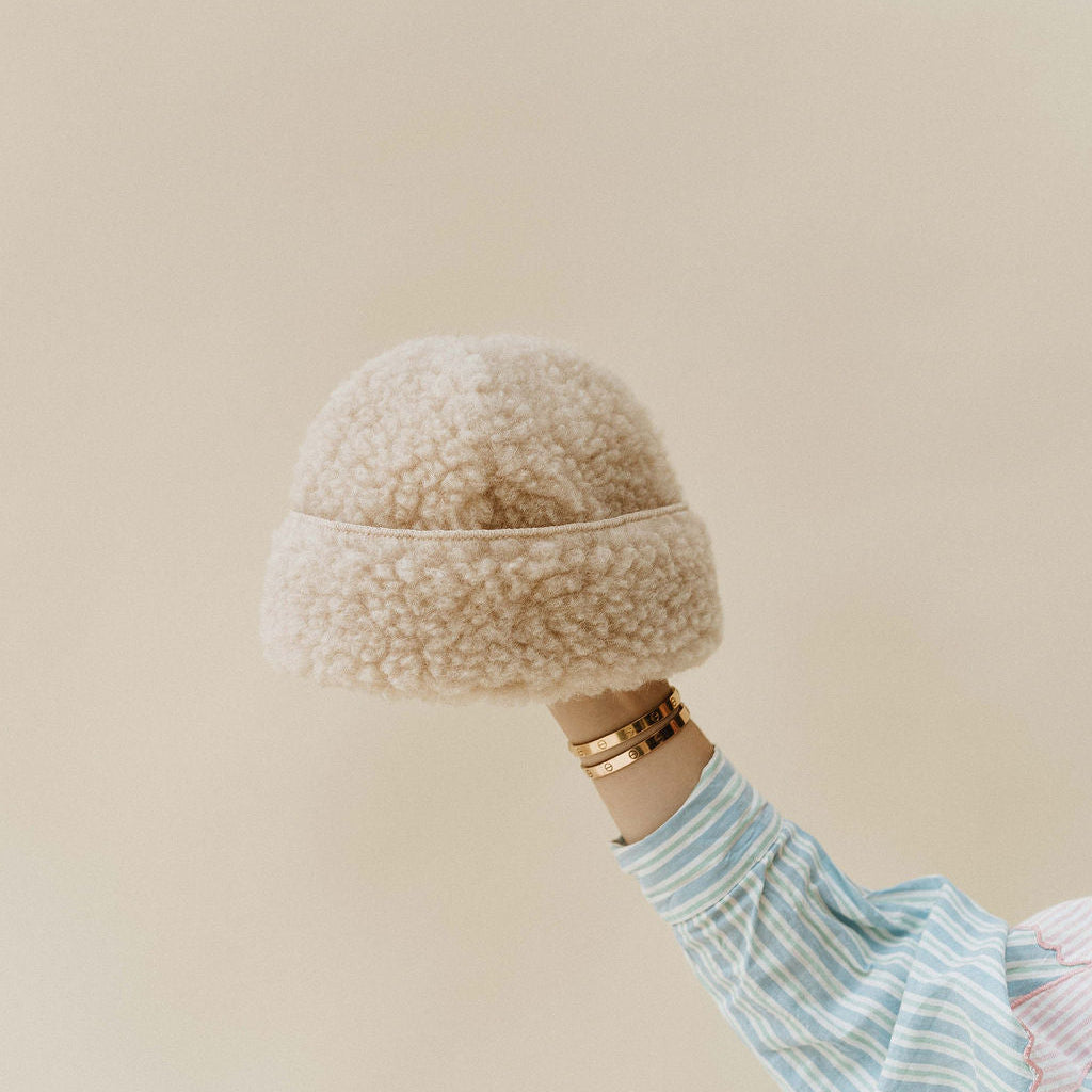 Bonnet 100% laine beige adulte