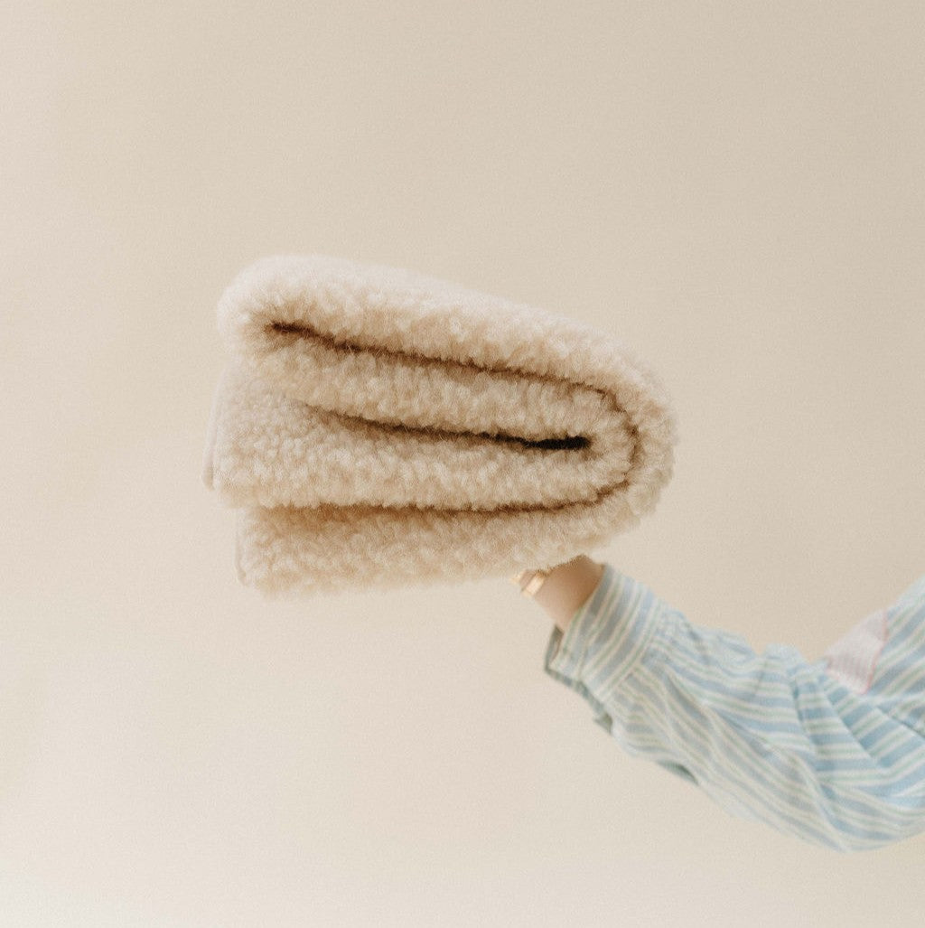Couverture 100% laine beige