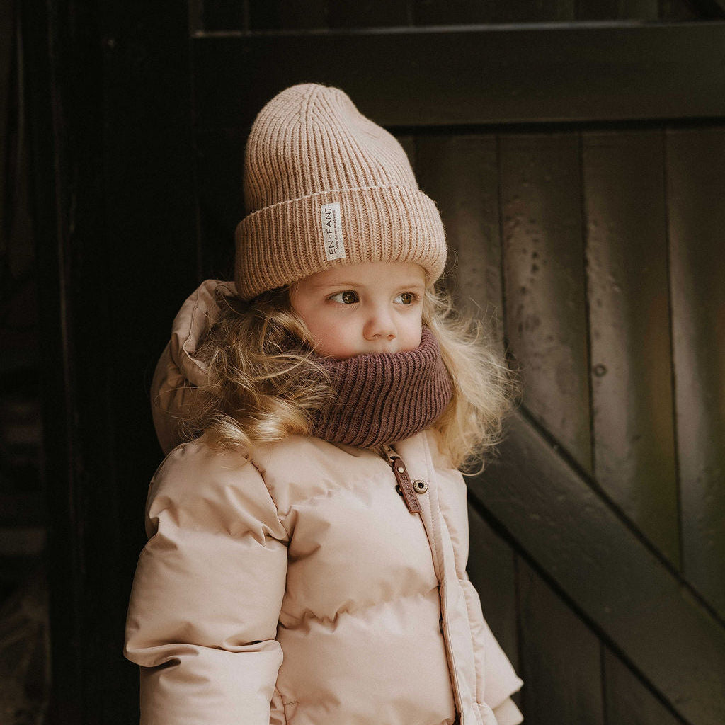 Bonnet en laine sable édition limitée enfant