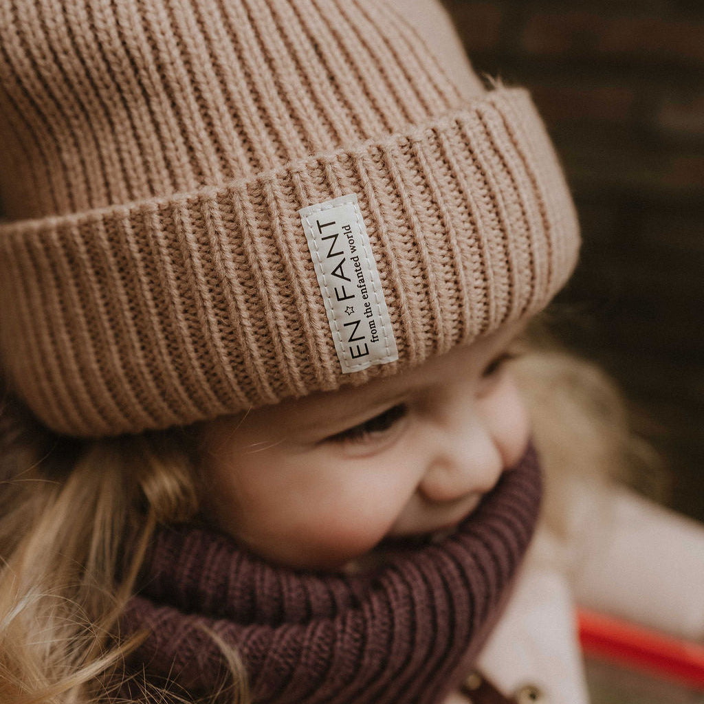 Bonnet en laine sable édition limitée enfant