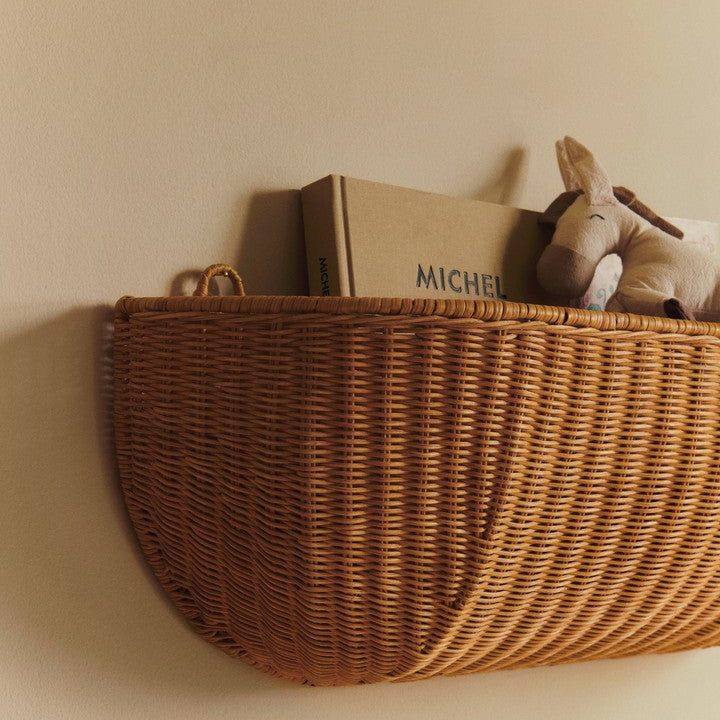 Panier mural tressé naturel