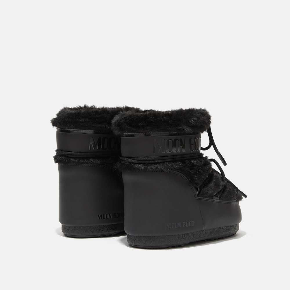Bottes de neige basses en fourrure noire