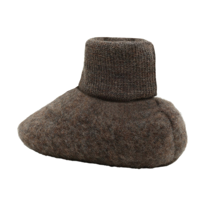 Chaussons en polaire de laine marron double couche
