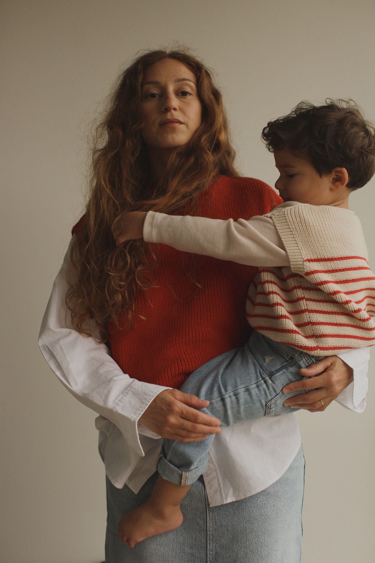 Gilet harvey bébé crème rouge