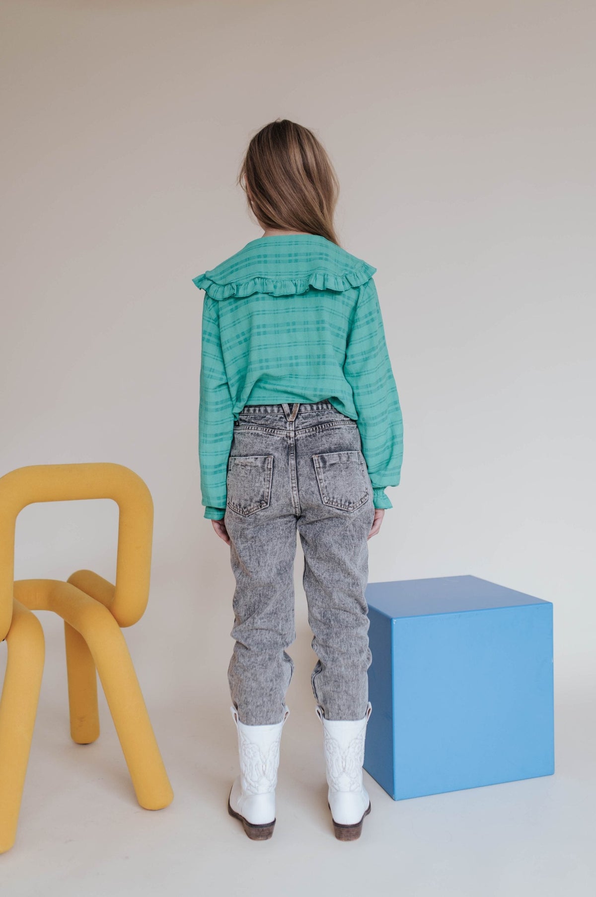 Collar blouse magic green check - Charly's