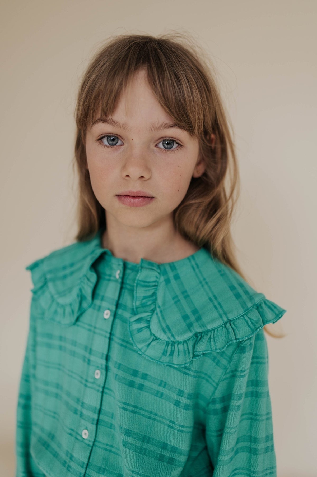 Collar blouse magic green check - Charly's