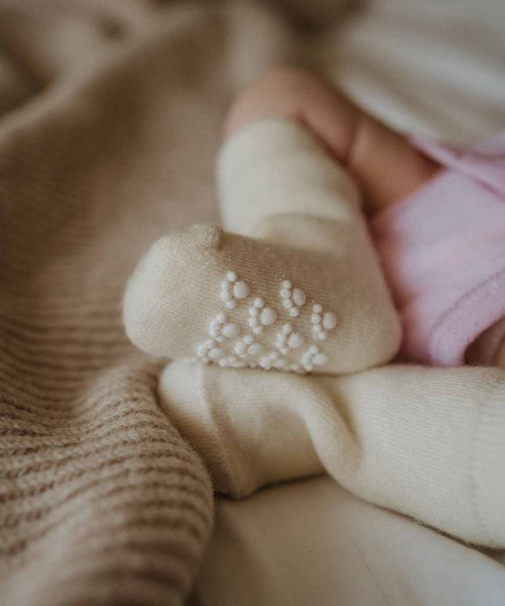 Chaussettes antidérapantes en laine naturelle