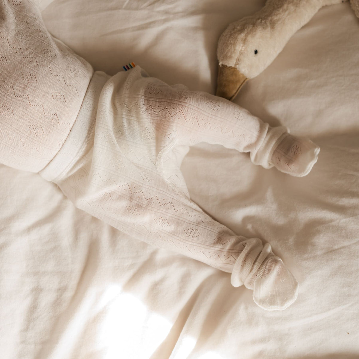 Legging naturel pointelle met voetjes - Charly's