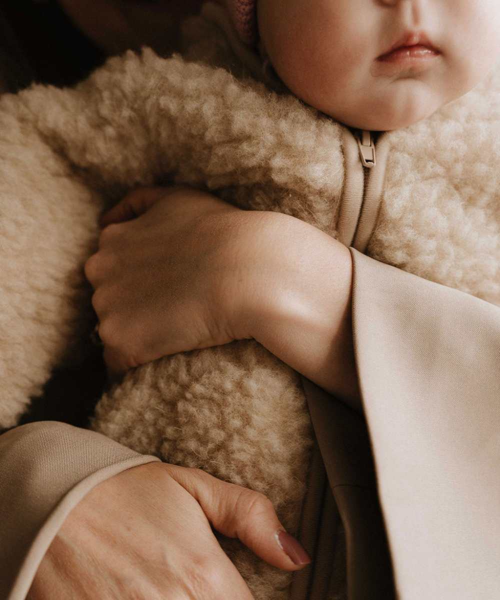 Salopette en teddy 100 % laine beige