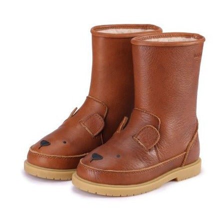 Boots cognac leather bear - Charly's