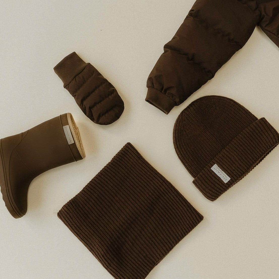Bonnet en laine grain de café enfant