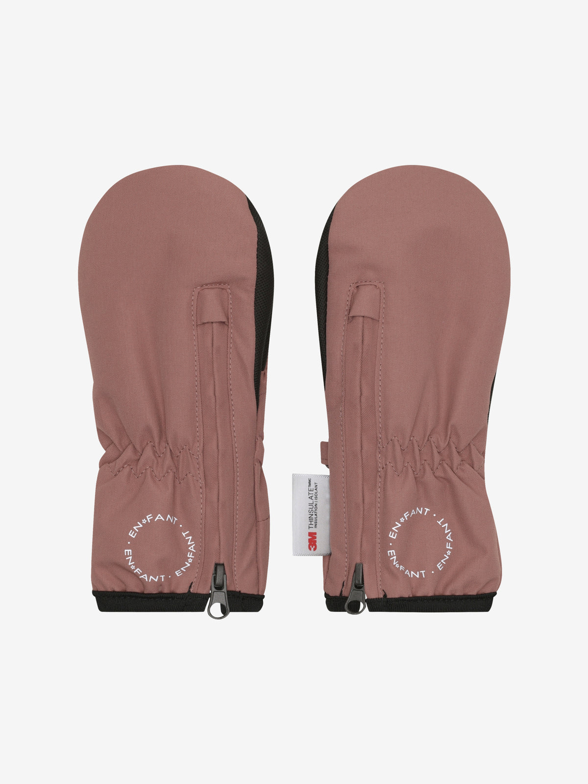 Mouffles imperméables en loupe de bois avec fermeture éclair pour enfant