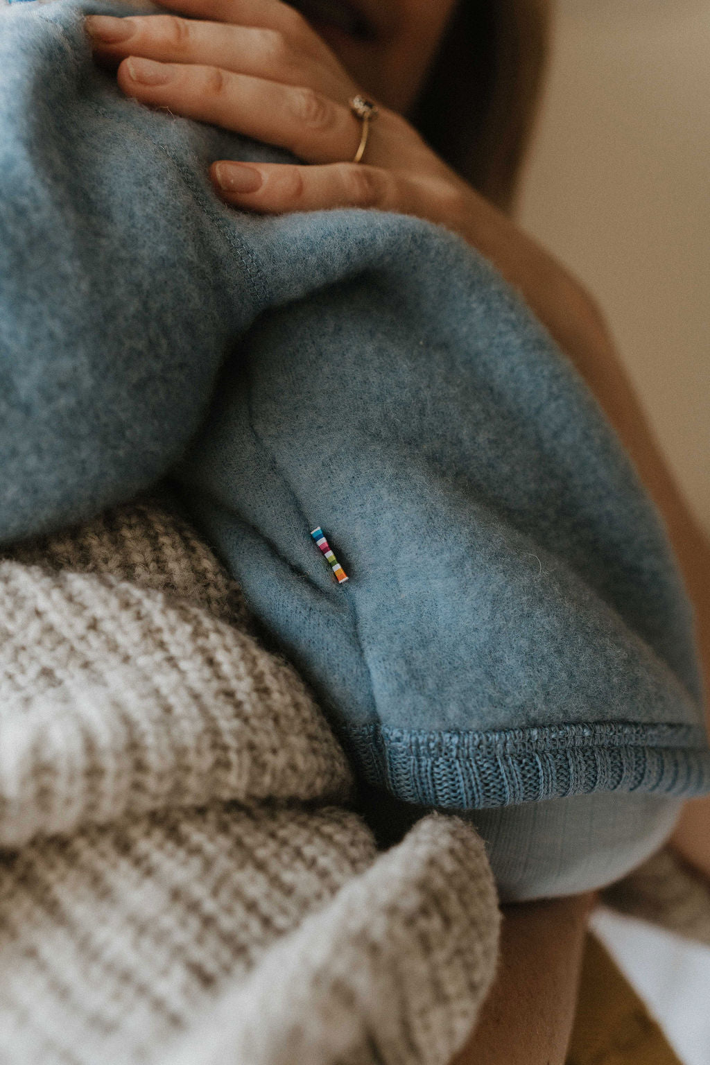 Gilet polaire en laine bleu