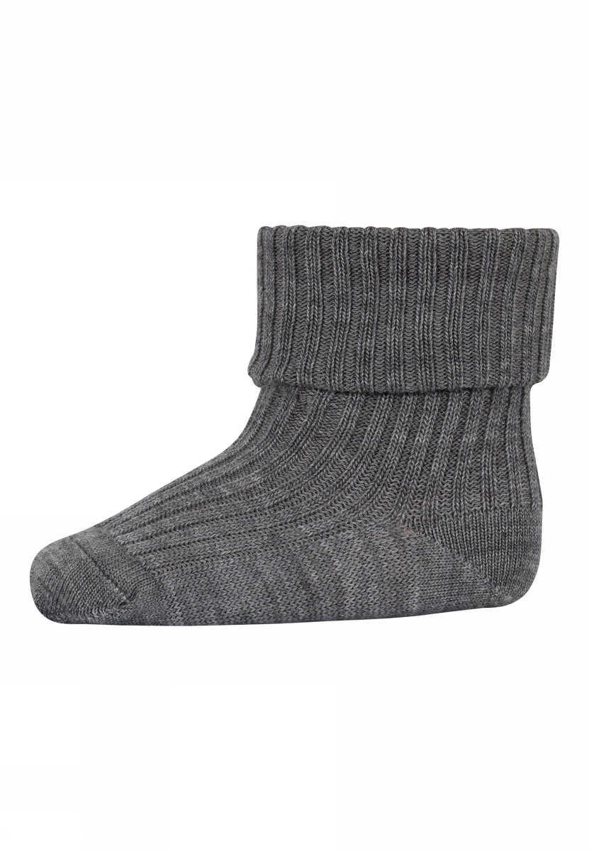 Chaussettes bébé en laine côtelées grises