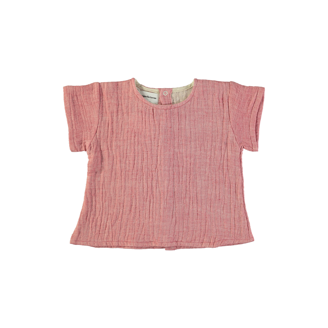 Chemise en lin rouge chiné