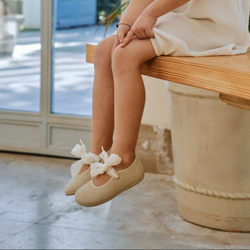 Ballerine lin blanc cassé