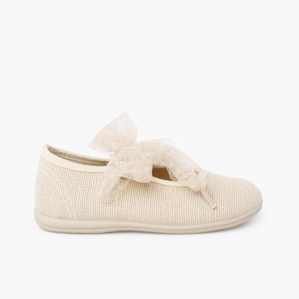 Ballerine lin blanc cassé