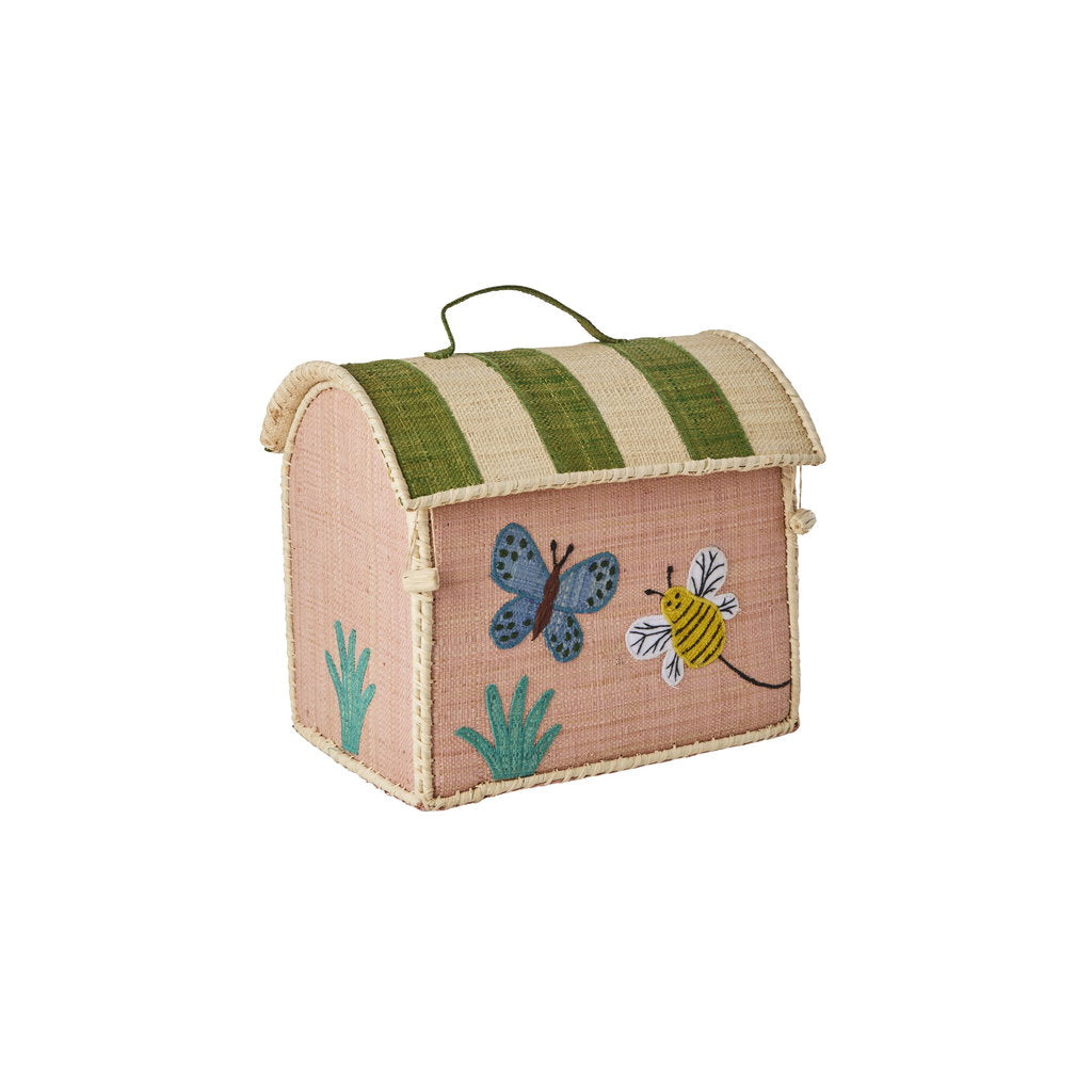 Boîte de rangement en raphia petit papillon