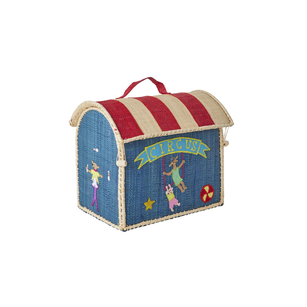Boîte de rangement en raphia petit cirque