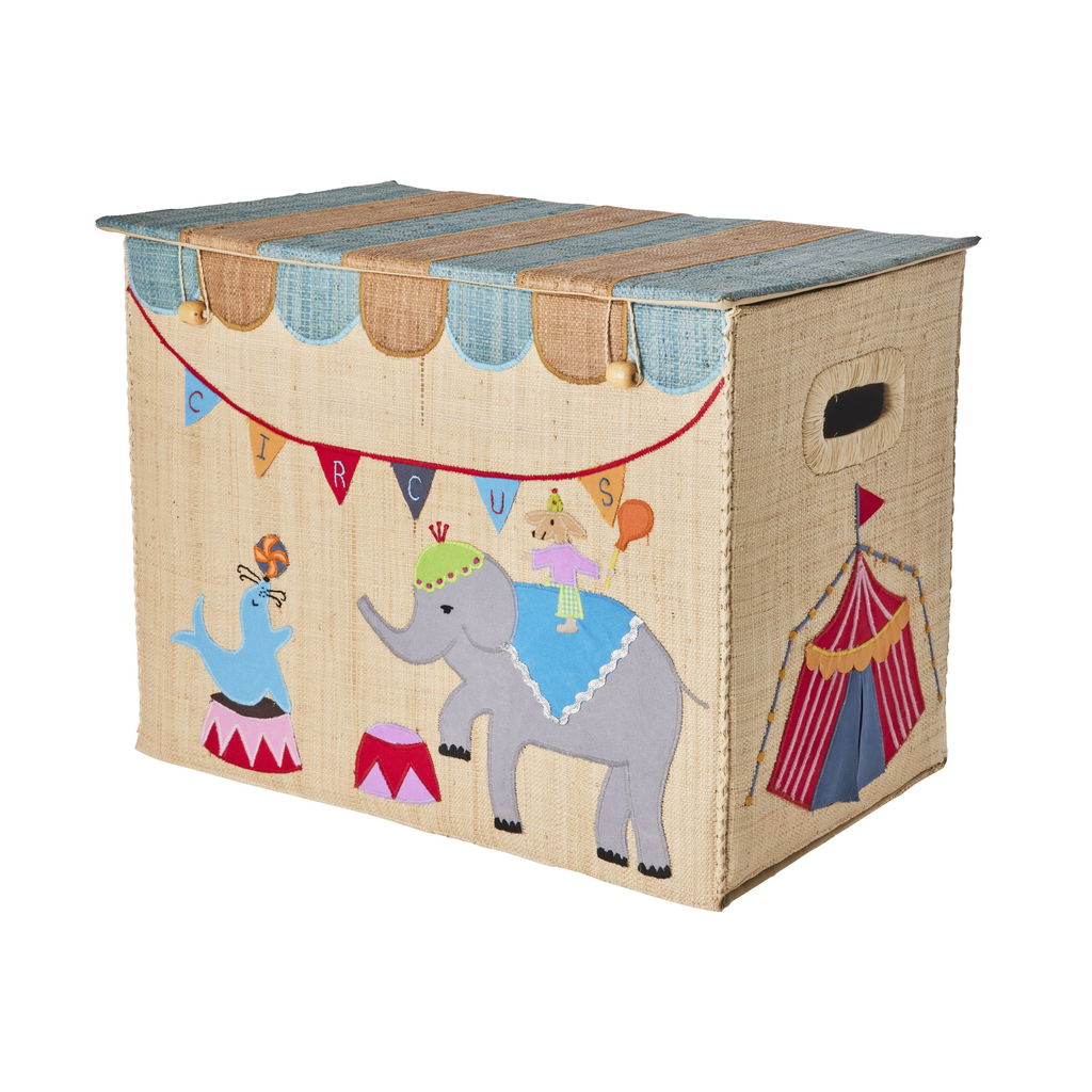 Boîte de rangement en raphia cirque beige