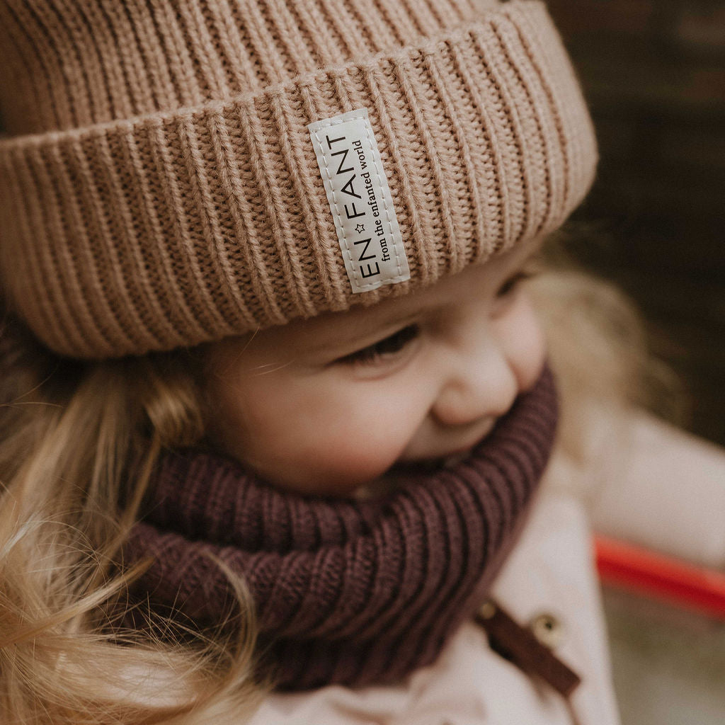 Écharpe enfant en laine couleur grain de café