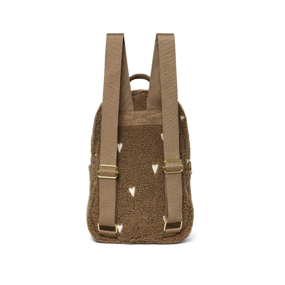 Sac à dos teddy cœurs marron