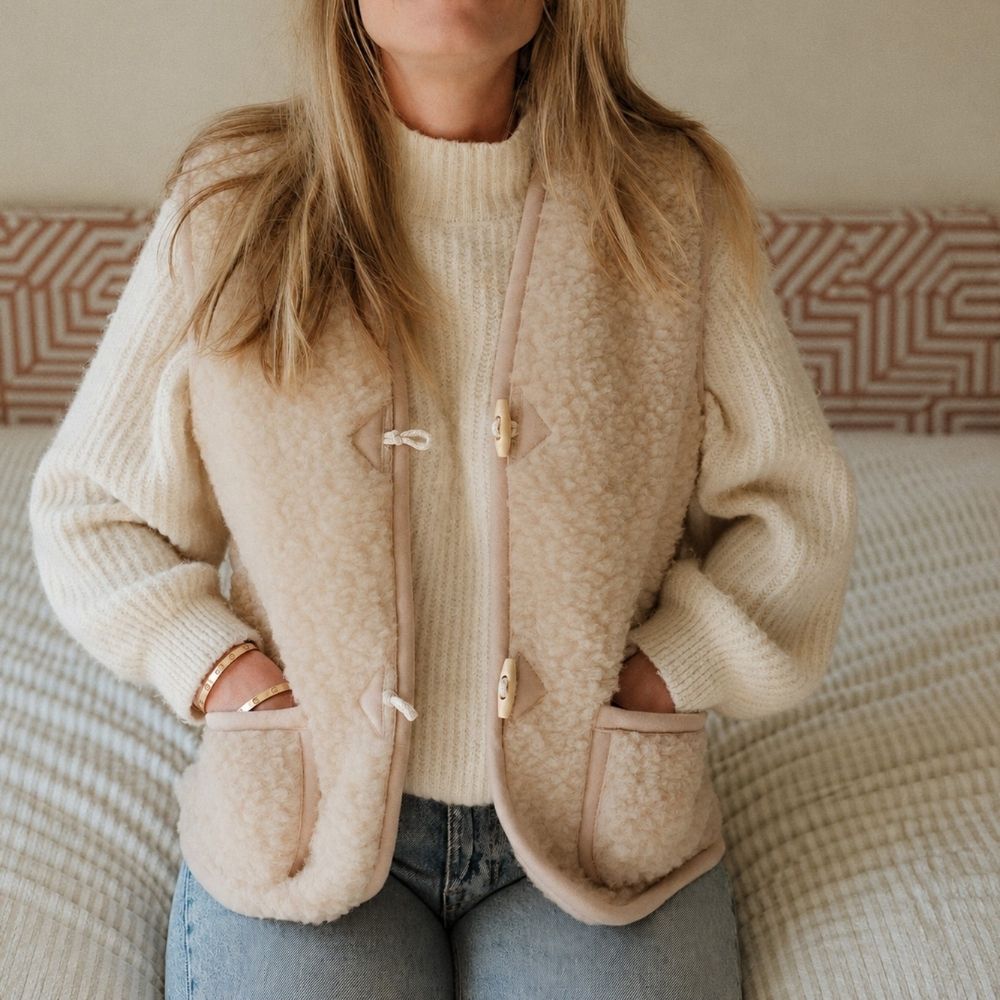 Bodywarmer 100 % laine beige