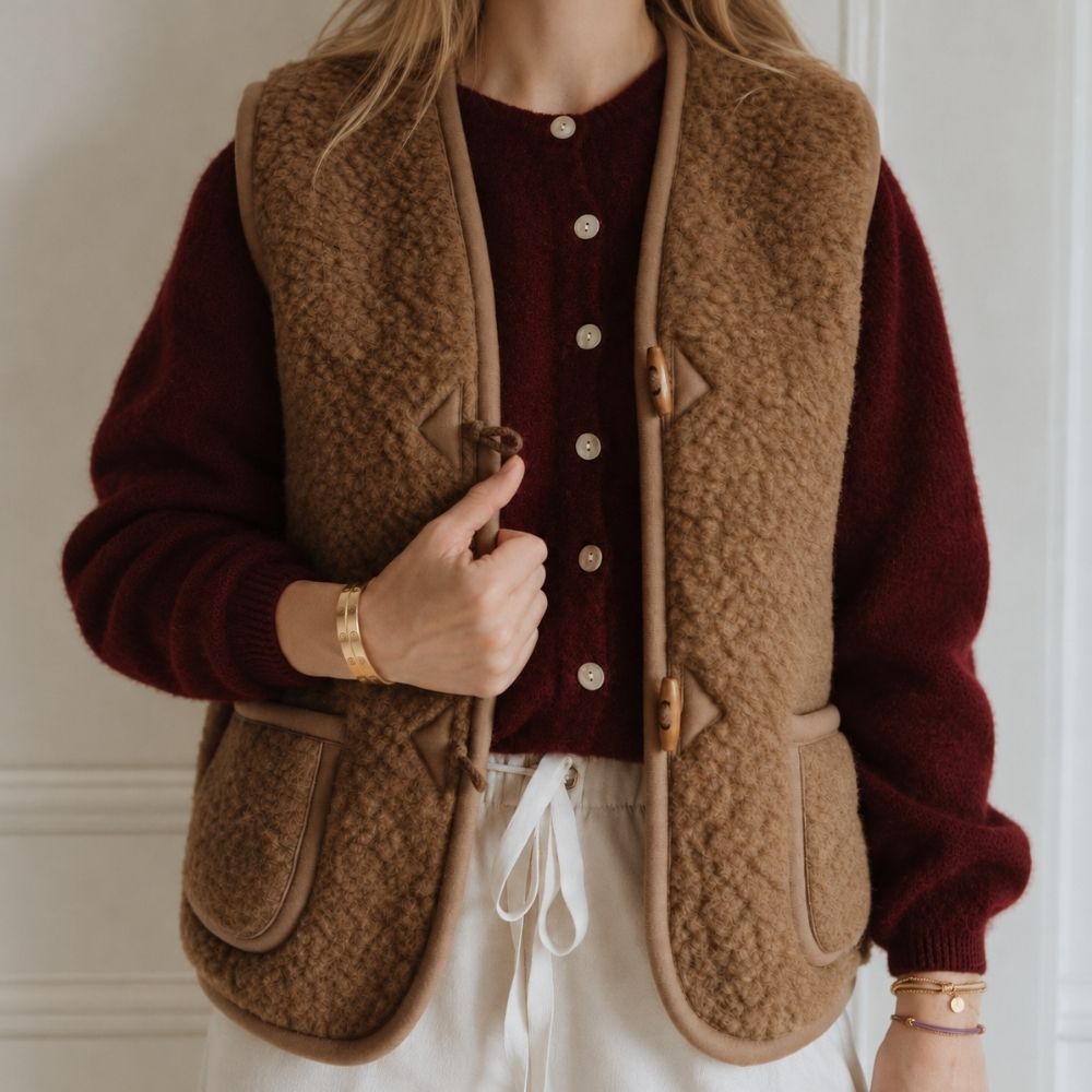Bodywarmer 100 % laine marron