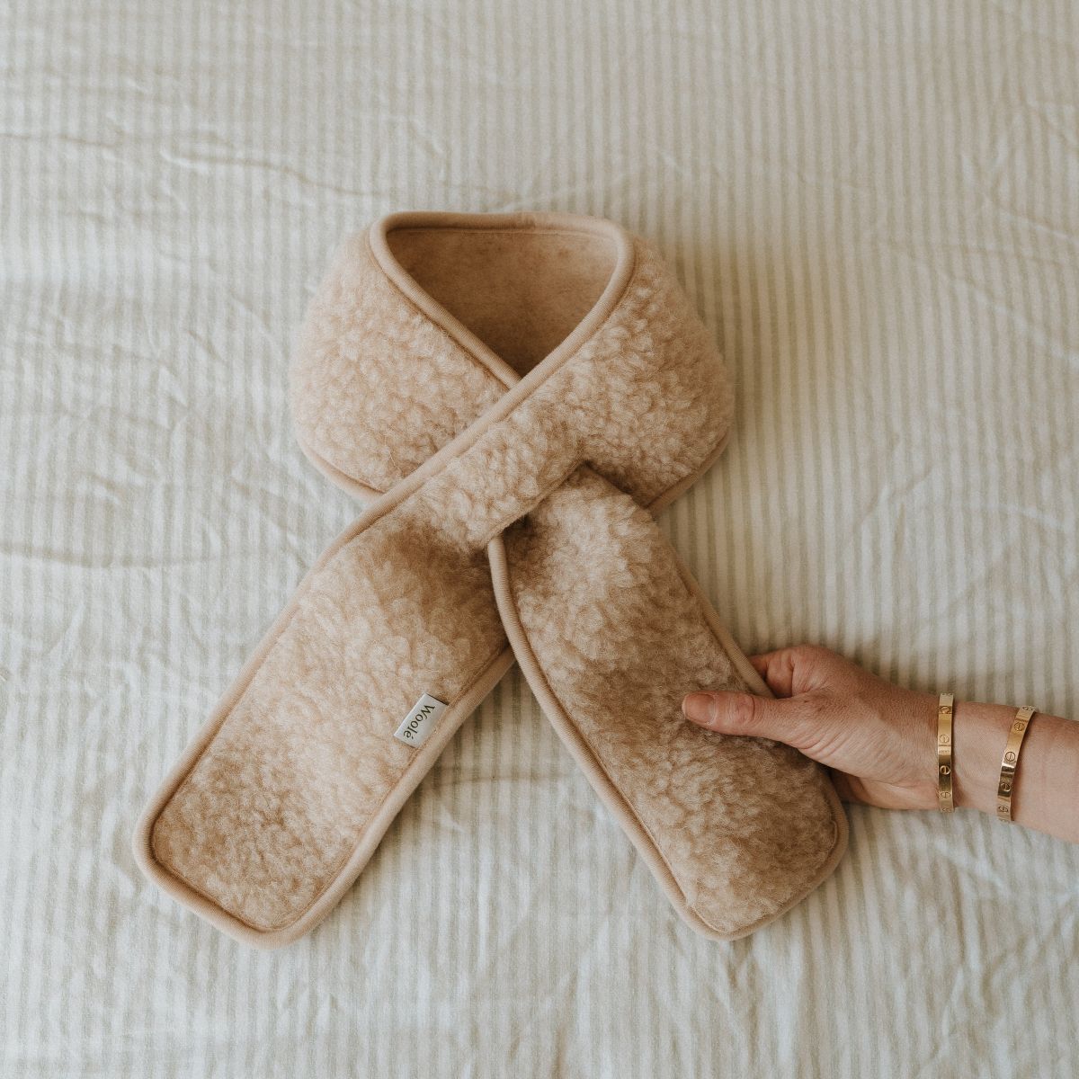 Écharpe 100% laine beige