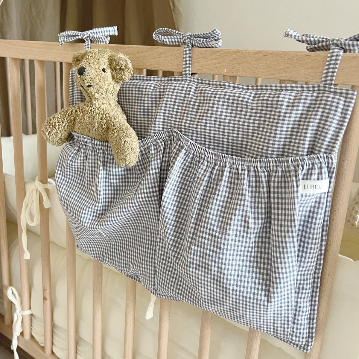 Bedpocket grijs ruitjes - Charly's