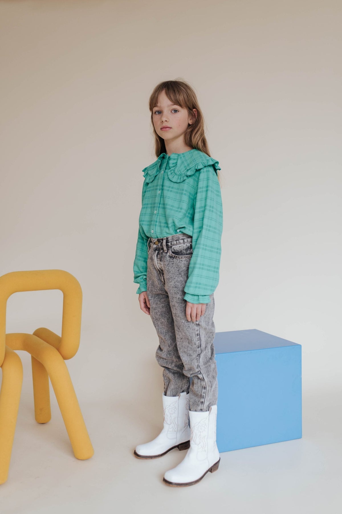 Collar blouse magic green check - Charly's