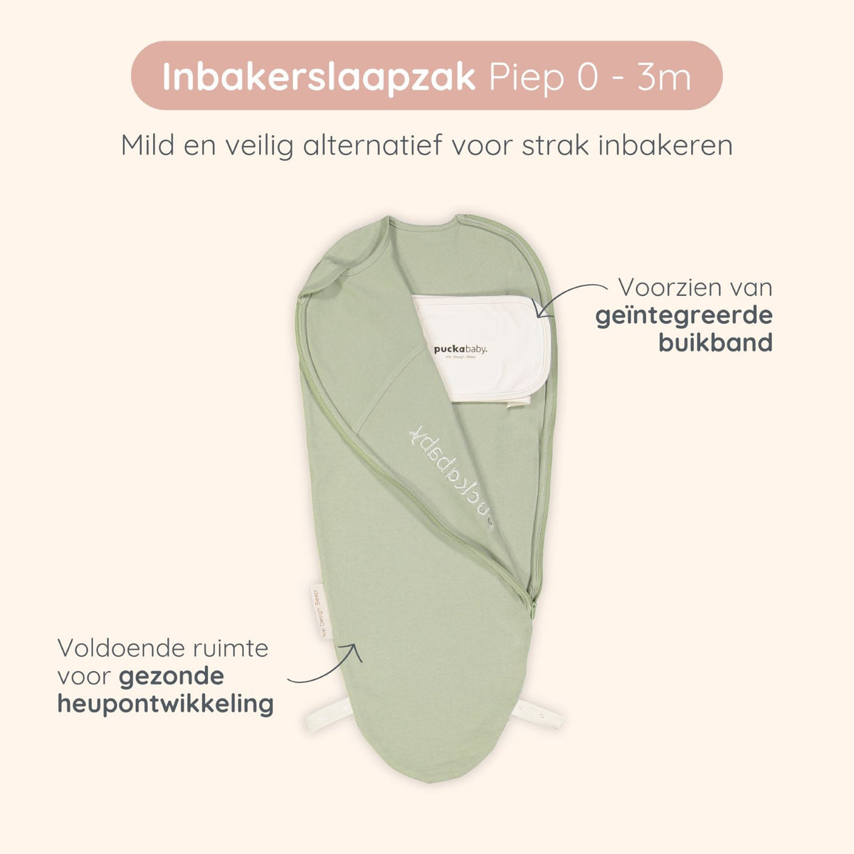 Inbakerslaapzak Piep Olive - Charly's