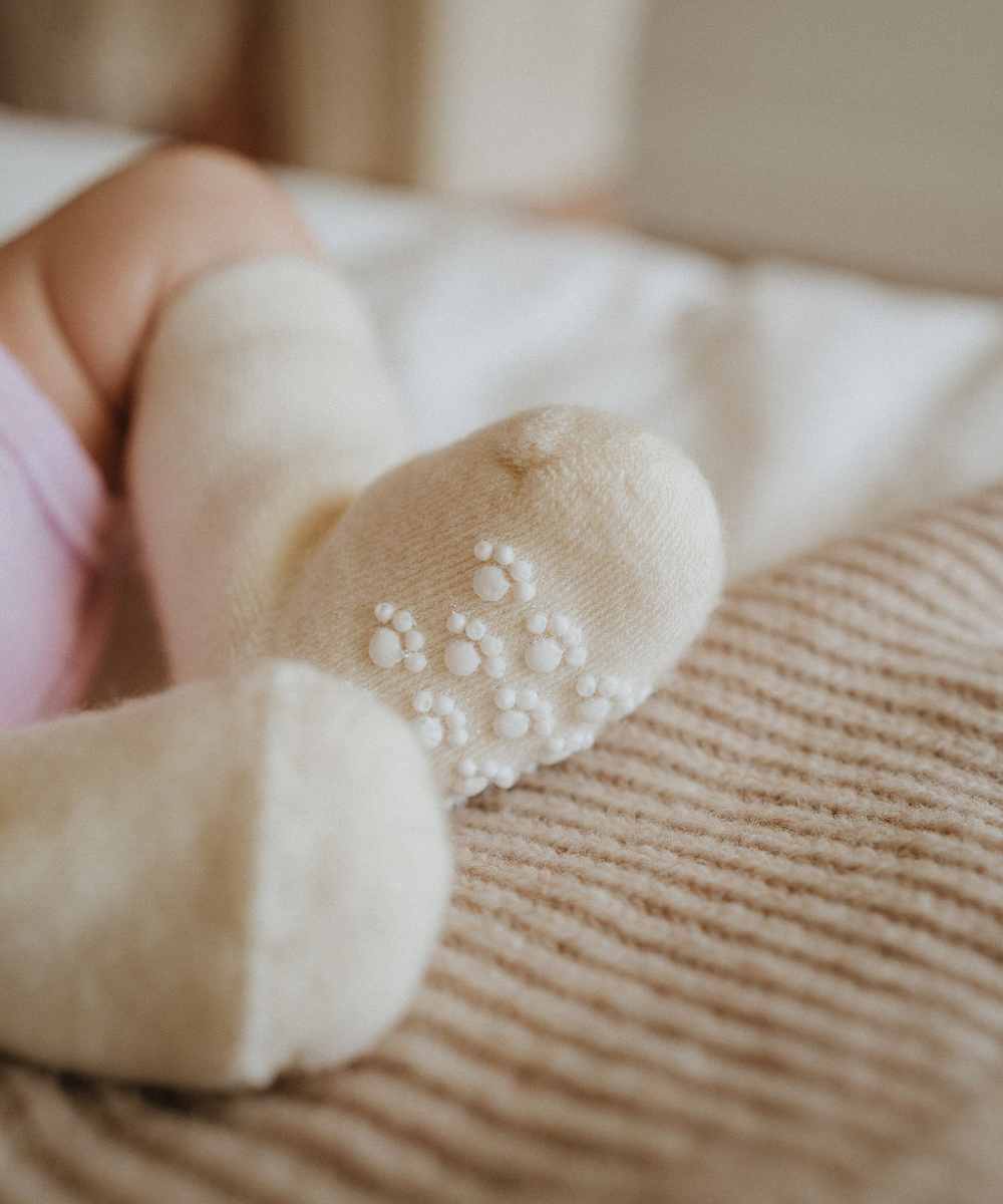 Chaussettes antidérapantes en laine naturelle