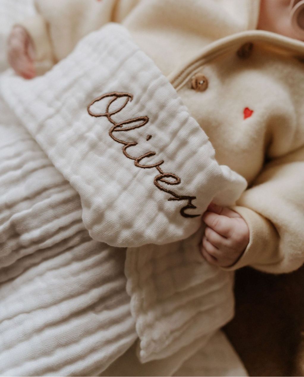 Personalized big swaddle off white brown - Charly's