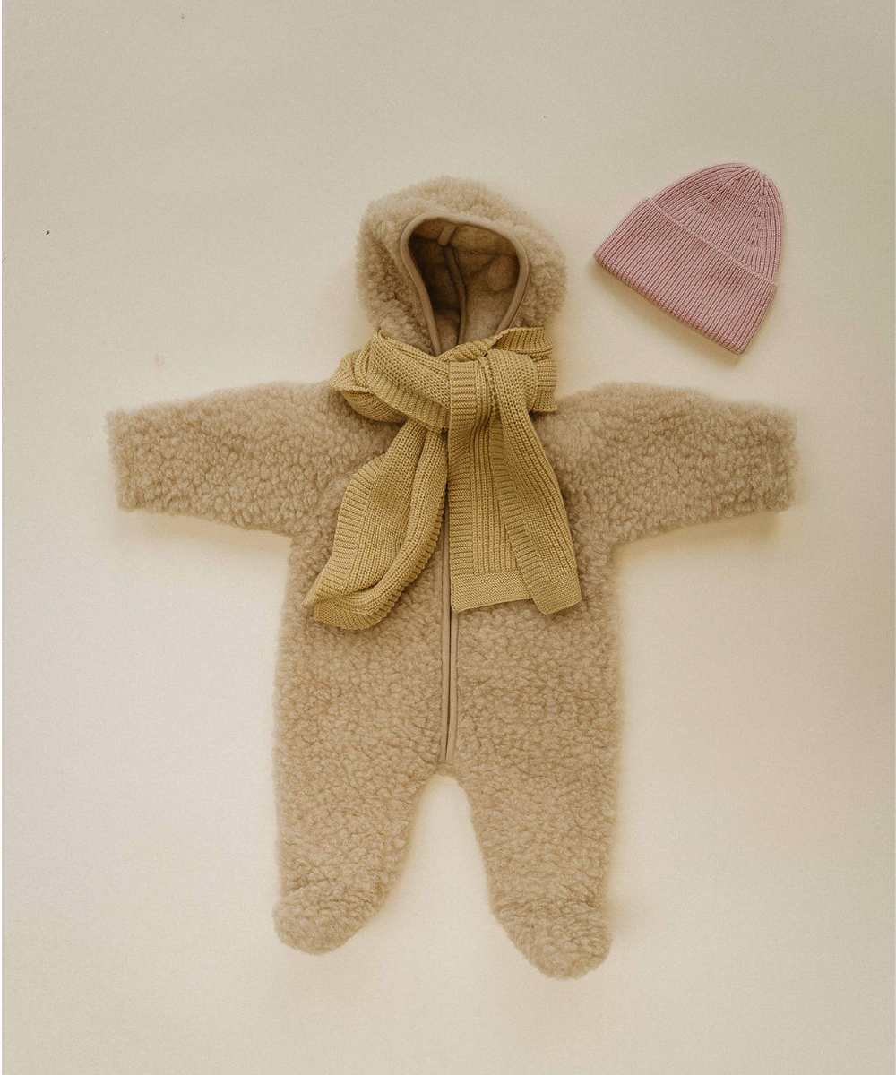 Salopette en teddy 100 % laine beige